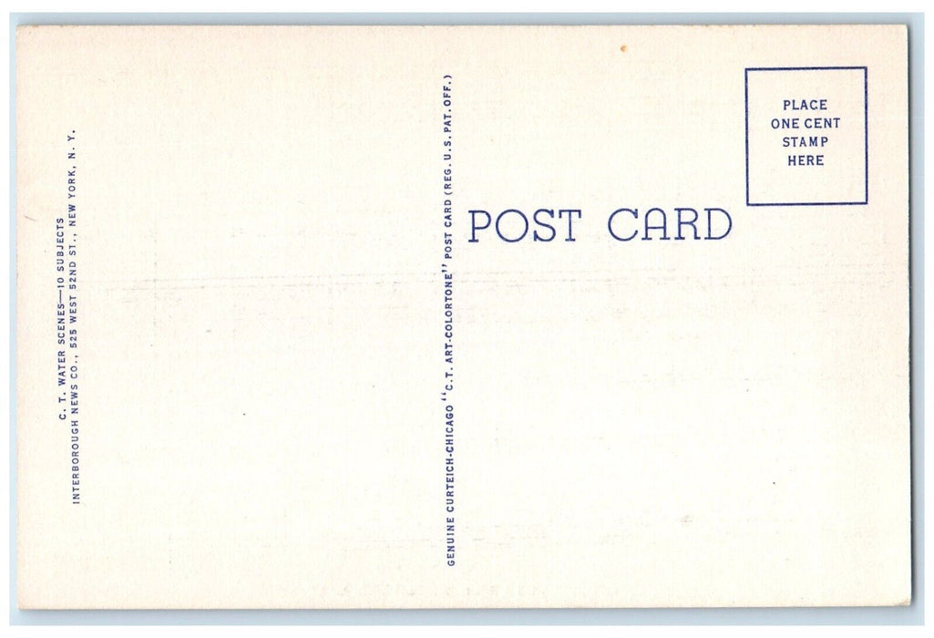 c1940 Greetings From Ocean Waves Bayshore Long Island New York Vintage Postcard