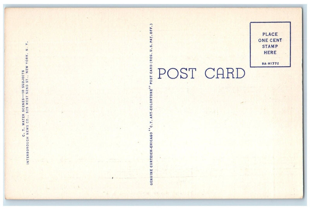 c1940 Greetings From Ocean Waves Bayshore Long Island New York Antique Postcard