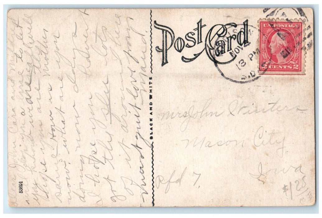 1918 U.S. Post Office Exterior Building Madison South Dakota SD Vintage Postcard