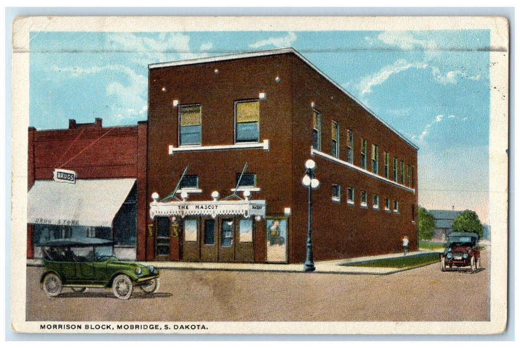 1942 Morrison Block Mascot Store Exterior Mobridge South Dakota Vintage Postcard