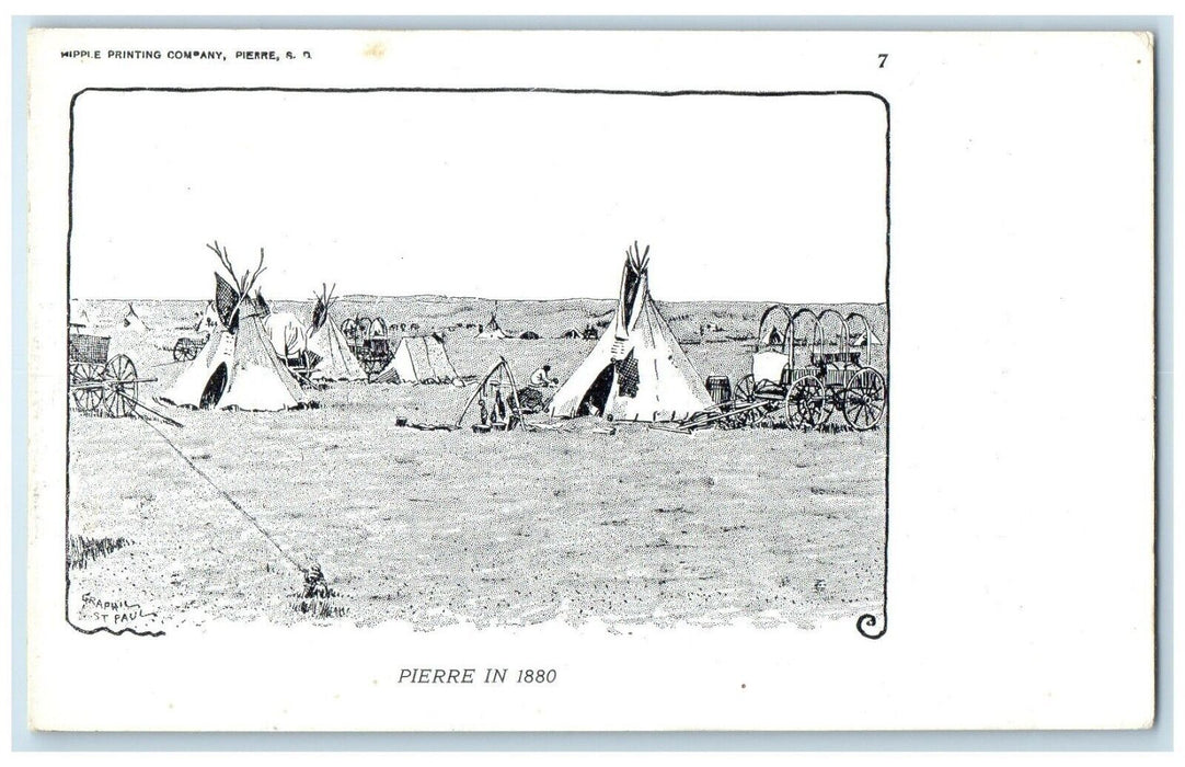 c1903 Tent Carriage Field Pierre In 1880 South Dakota Vintage Antique Postcard