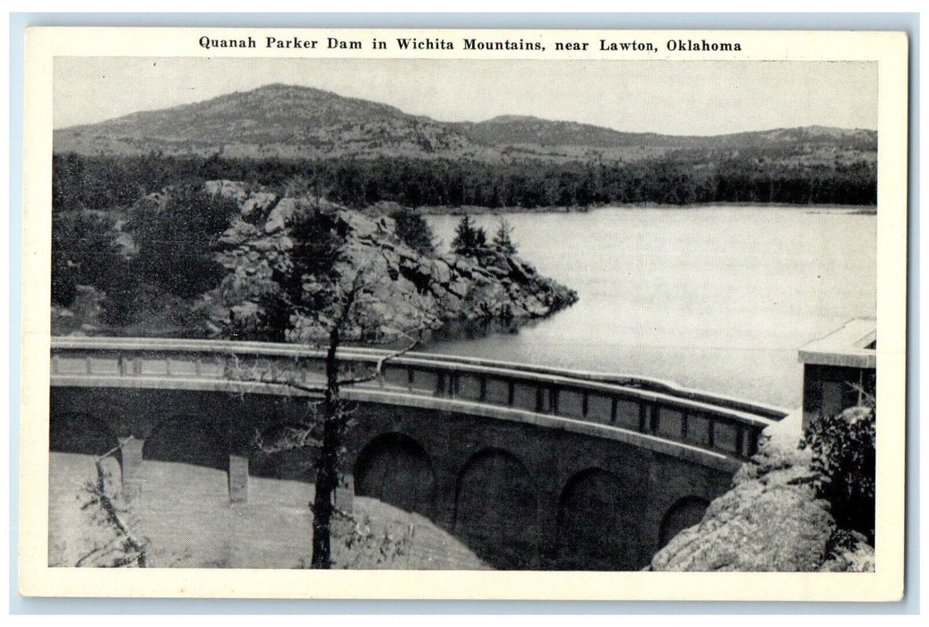 c1930's Quanah Parker Dam In Wichita Mountains Near Lawton Oklahoma OK Postcard