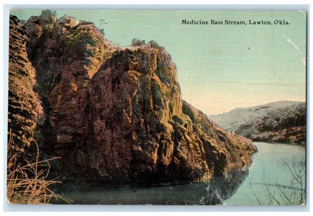 c1910's View Of Medicine Bass Stream Lawton Oklahoma OK Antique Postcard