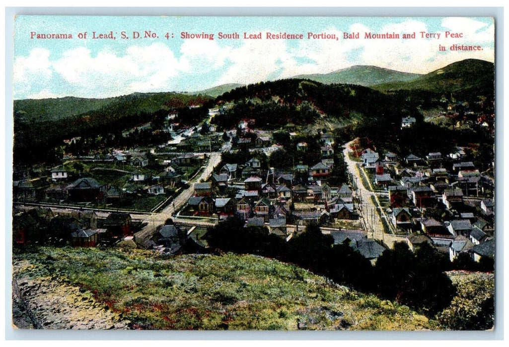 1910 Panorama Showing Residence Portion Bald Mountain Lead South Dakota Postcard