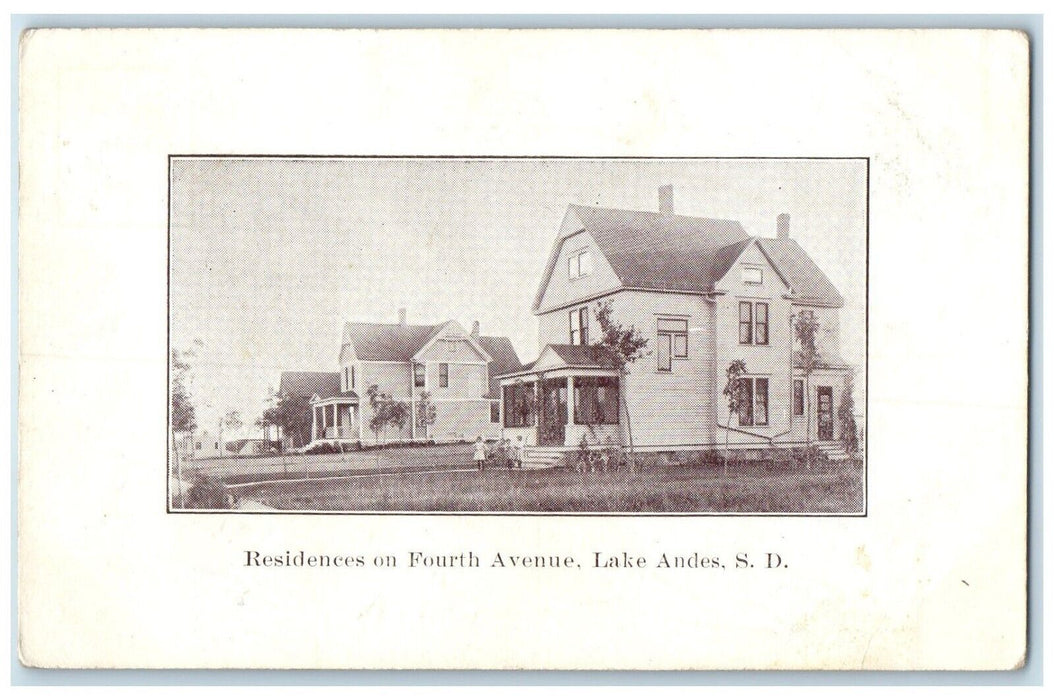 1908 Residences Fourth Avenue Exterior House Lake Andes South Dakota SD Postcard