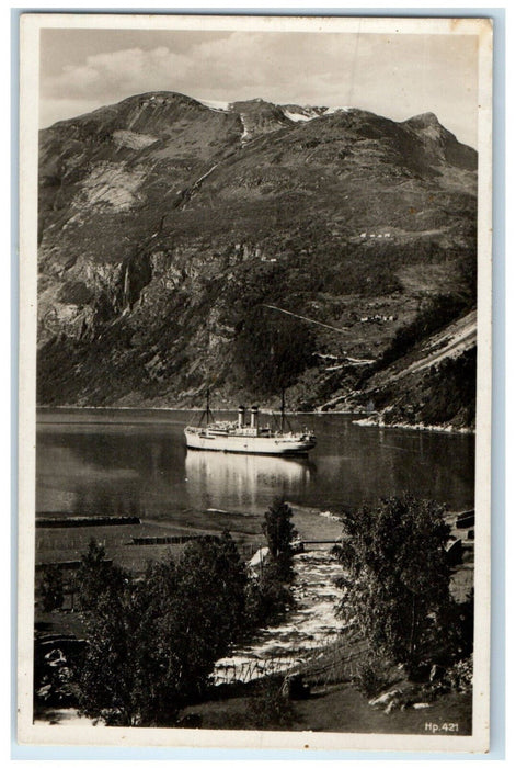 1936 Steamer Oceana in the Northland Germany Vintage Posted RPPC Photo Postcard