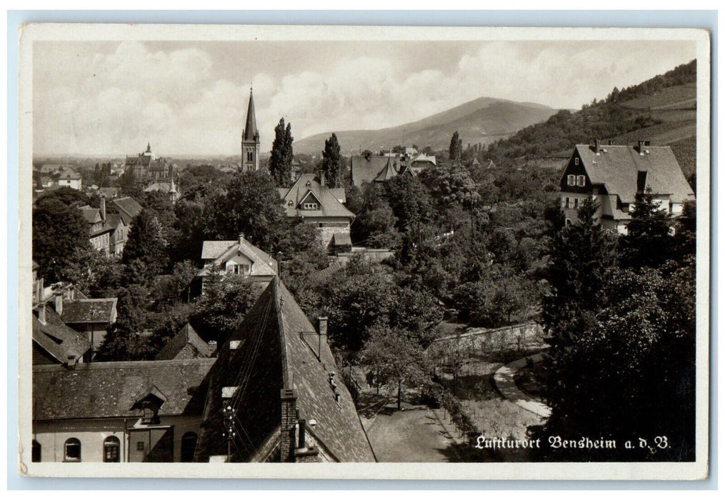 1937 View of Luftkurort Bensheim Hessen Germany Vintage RPPC Photo Postcard
