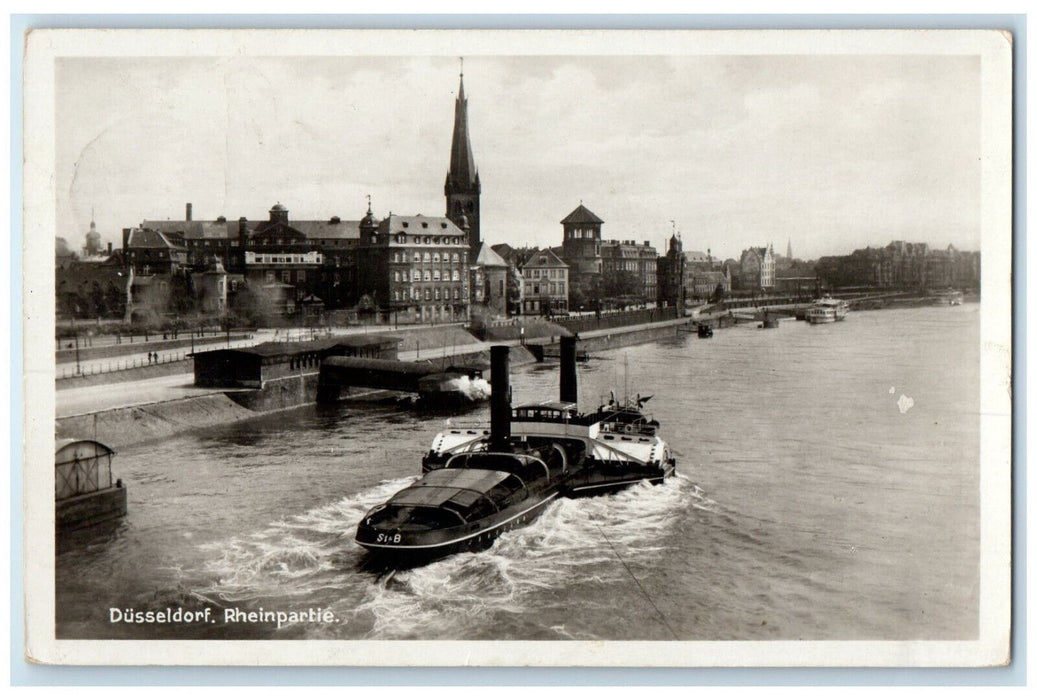 c1930's Rhine Part Dusseldorf Germany Steamer Vintage RPPC Photo Postcard