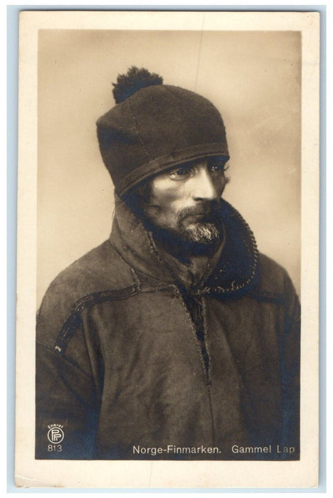 c1920's Man Wearing Hat Old Lap Norway-Finmarken Unposted RPPC Photo Postcard