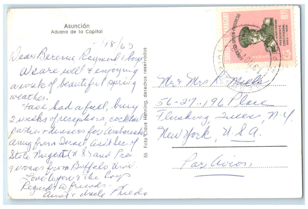 c1960's Customs Of The Capital Asuncion Paraguay Posted RPPC Photo Postcard