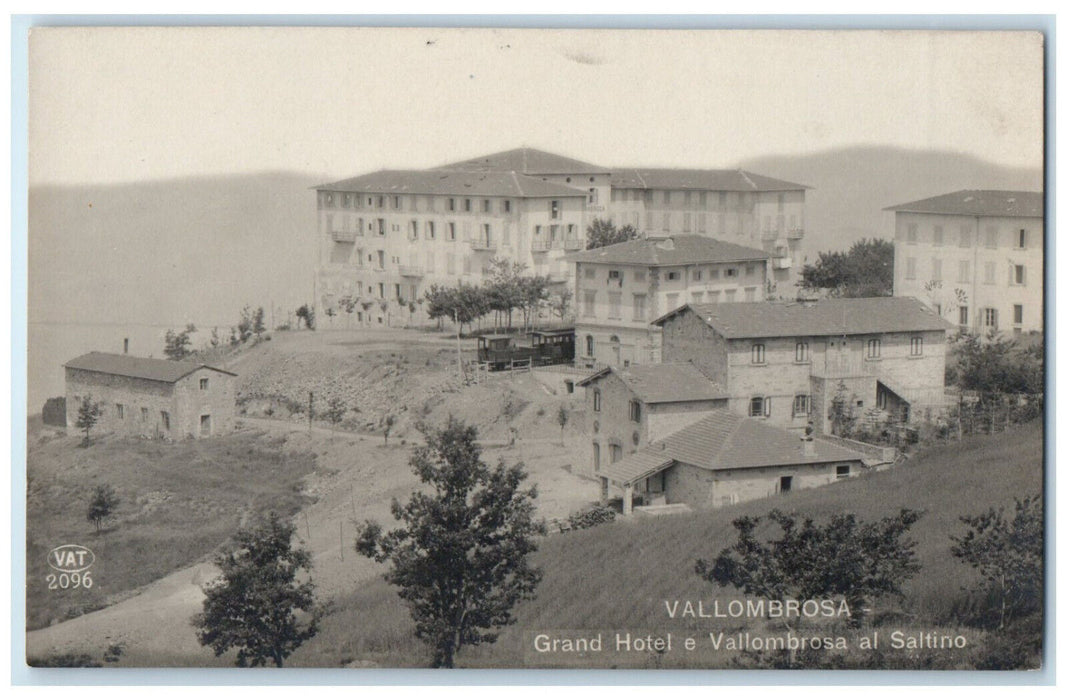 c1910 Grand Hotel and Vallombrosa to the Saltino Italy RPPC Photo Postcard