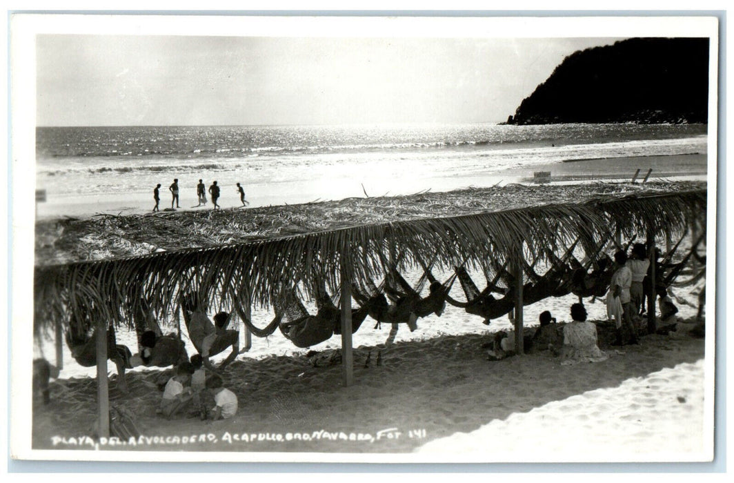 c1930's Playa Del Revolcadero Acapulco Guerrero Mexico RPPC Photo Postcard
