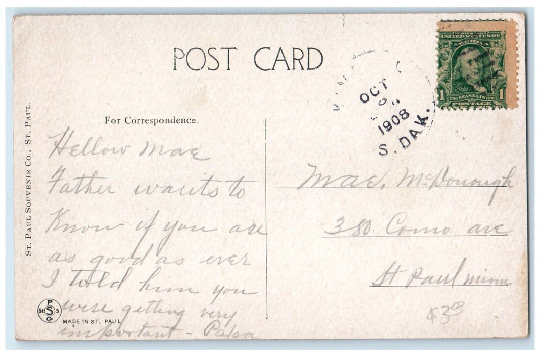 1908 Catholic Church Parsonage Exterior House Kimball South Dakota SD Postcard