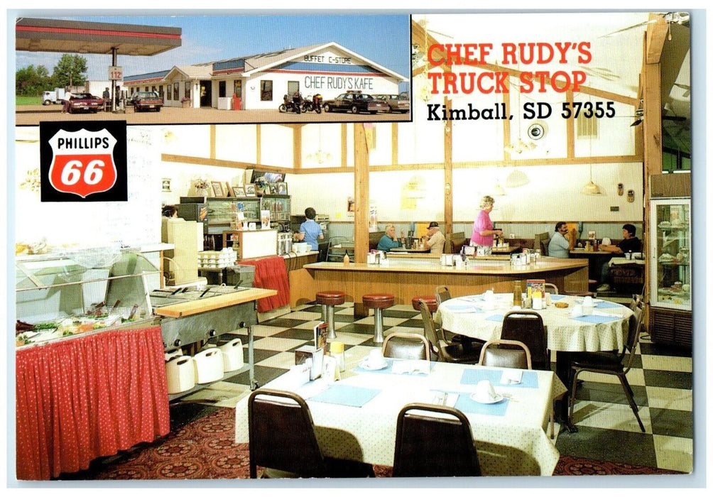 c1960 Chef Rudy's Truck Shop Restaurant Kimball South Dakota SD Vintage Postcard