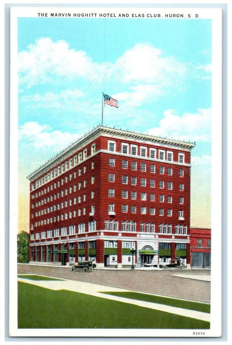 c1920 Marvin Hughitt Hotel Elks Club Huron South Dakota Vintage Antique Postcard