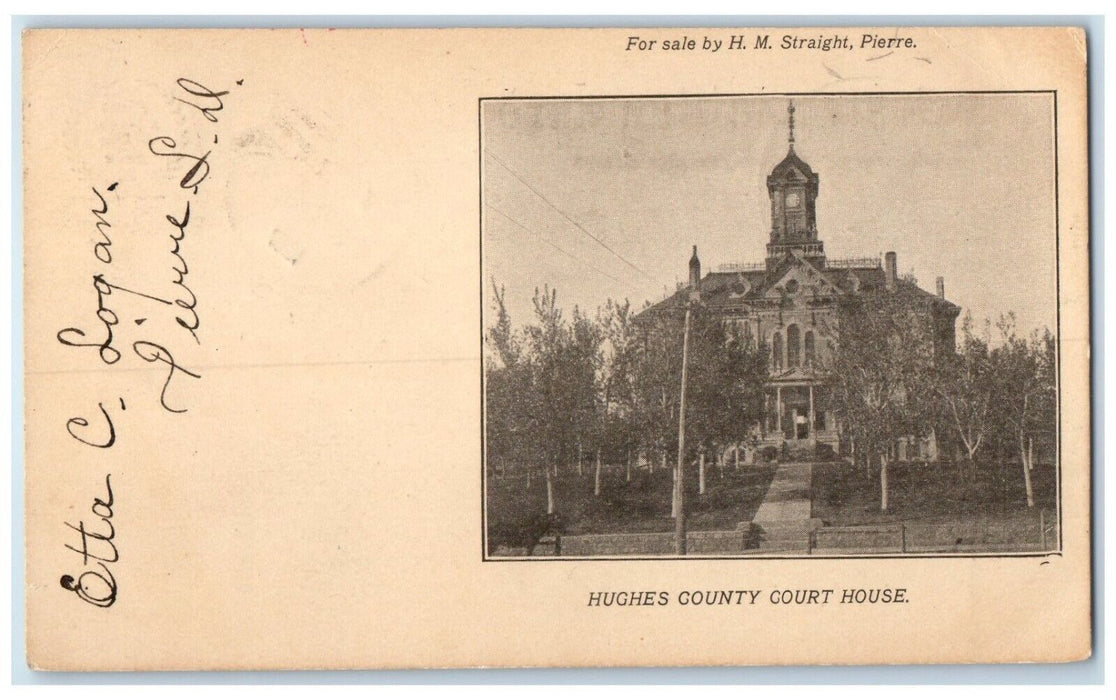 1907 Hughes County Court House Pierre South Dakota Private Mailing Card Postcard