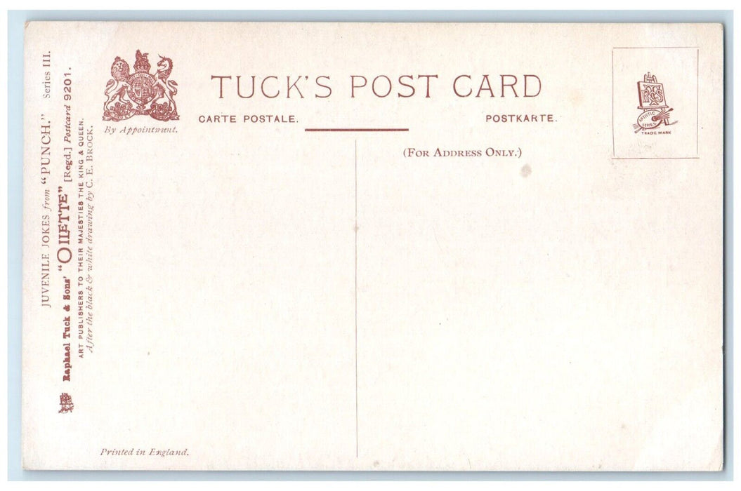 c1910's From Punch Reckless Silly Child Little Innocent Oilette Tuck's Postcard