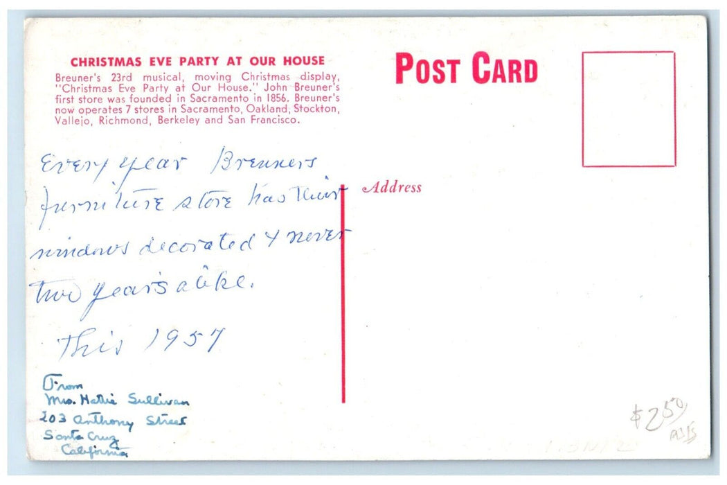 1957 Christmas Family Party At The House Breuner's San Francisco CA Postcard