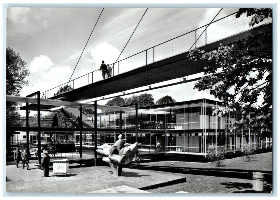 1958 Bridge  Brussels Belgium Pavilion of Germany Expo RPPC Photo Postcard