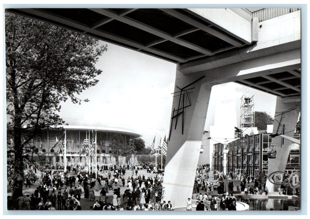 1958 USA Holy See Flags Bridge Brussels Belgium Expo RPPC Photo Postcard