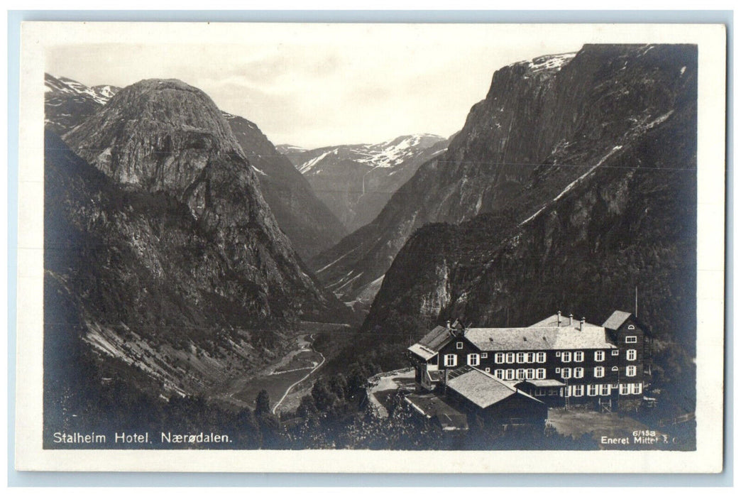 1958 Stalheim Hotel Naerodalen Norway Brussels Expo RPPC Photo Postcard
