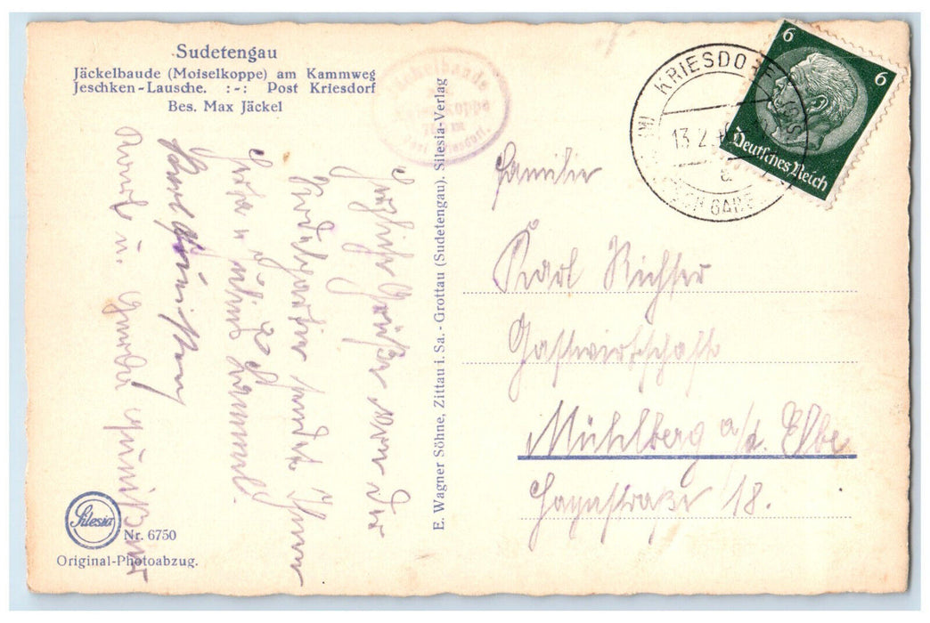 c1940's Jackelbaude(Moiselkoppe) Sudetengau Germany RPPC Photo Postcard