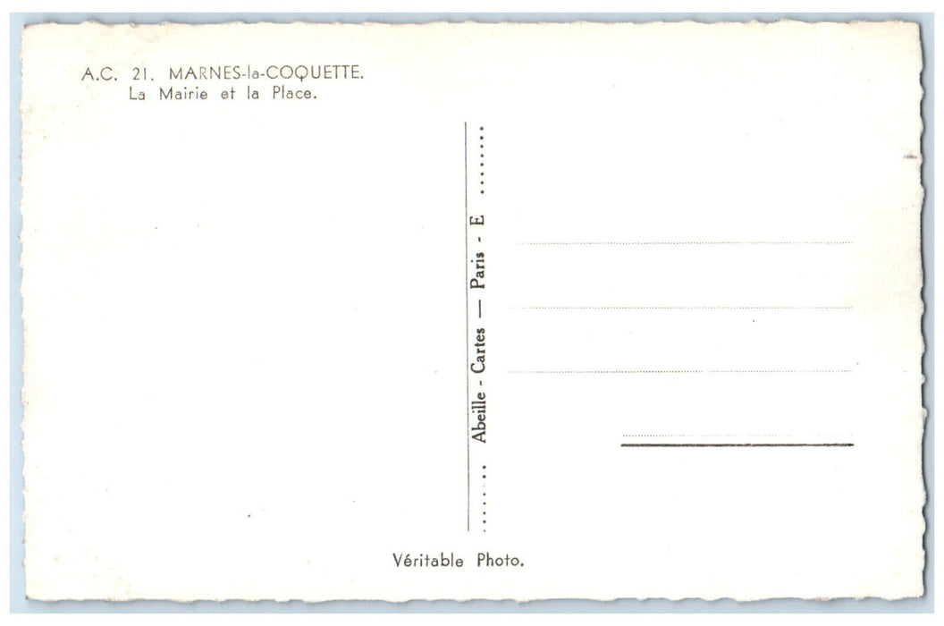 c1940's The Town Hall and Square Marnes-la-Coquette France RPPC Photo Postcard