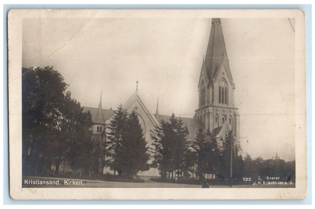 c1940's Kristiansand Church Norway RPPC Photo Vintage Posted Postcard