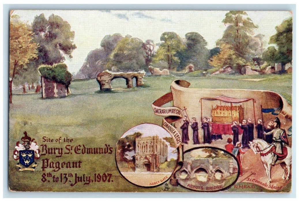 1907 Site Of Bury St. Edmunds Pageant Tuck's Multiview Unposted Antique Postcard