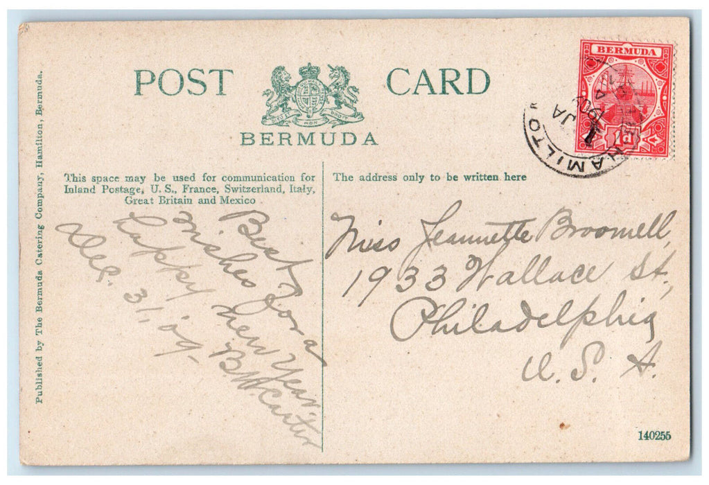 1909 View of Stone Quarry Men at Work Bermuda Antique Unposted Postcard