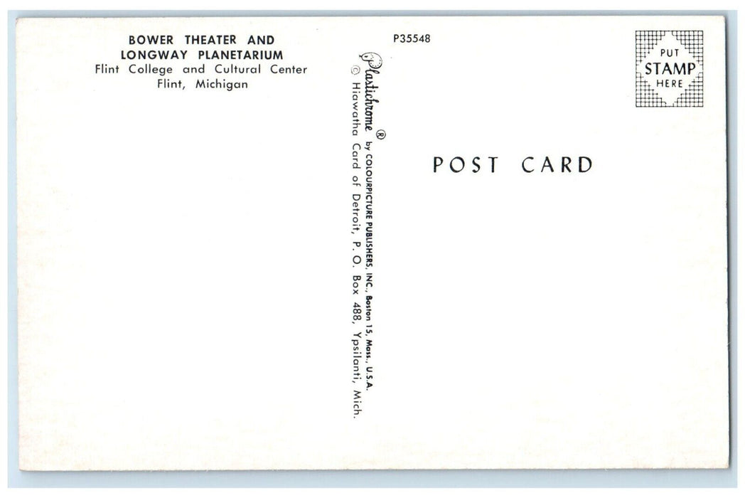 c1960 Bower Theater Longway Planetarium Flint College Flint Michigan MI Postcard