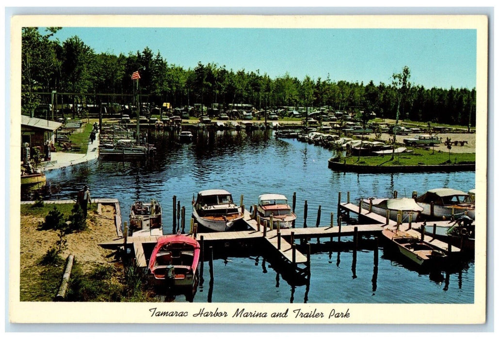 c1960 Tamarac Harbor Marina Trailer Park Hamlin Lake Ludington Michigan Postcard