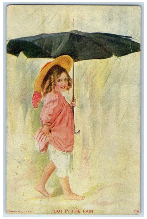 c1910's Pretty Girl Broken Umbrella Out In The Rain Peru WV Antique Postcard