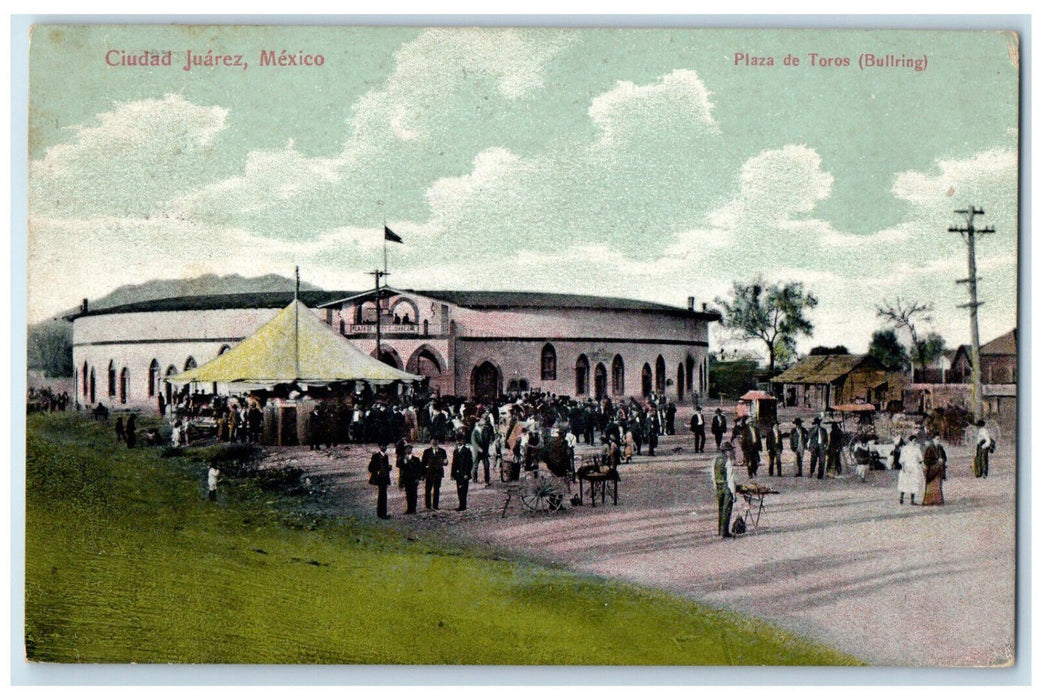 1910 Plaza De Toros (Bullring) Ciudad Juarez Mexico Antique Postcard