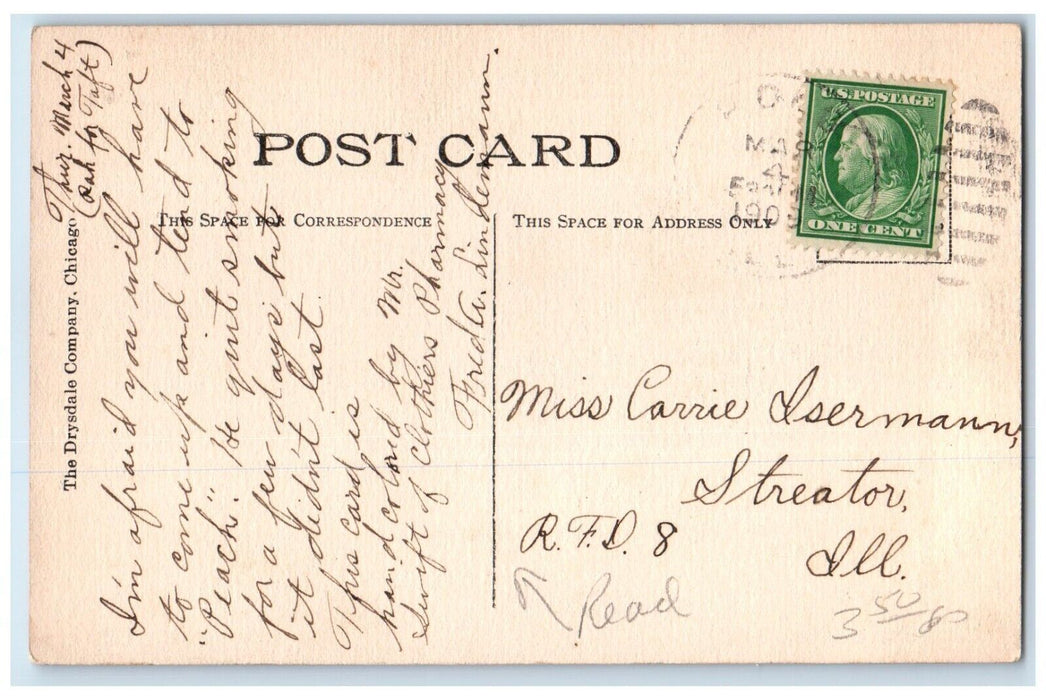 c1910's Pretty Woman Brown Hair Streator Illinois IL Posted Antique Postcard