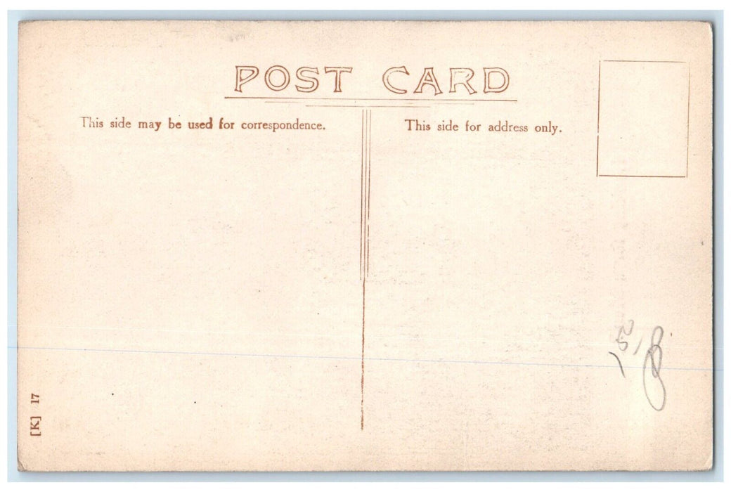 c1910's Woman Climbing Street Light Looking At Man Unposted Antique Postcard
