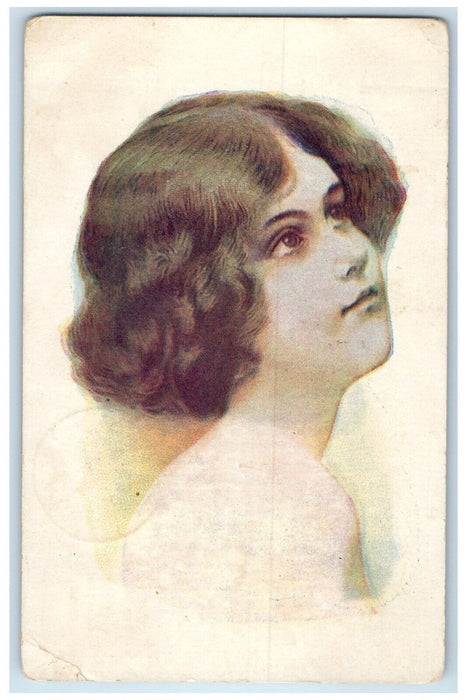 1908 Pretty Woman Black Curly Hair Mullica Hill New Jersey NJ Antique Postcard