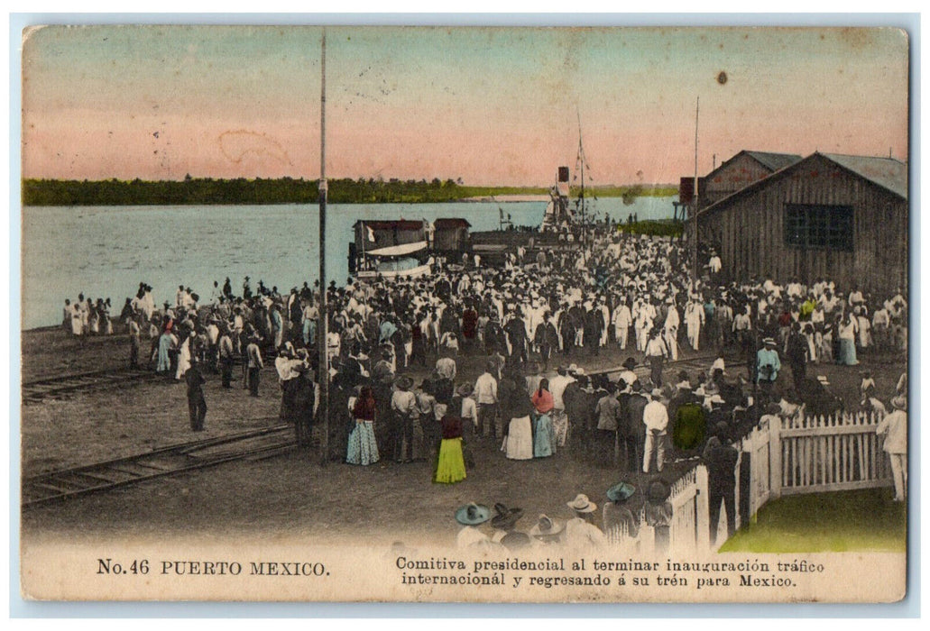 1912 Presidential Delegation at the End of Traffic Inauguration Mexico Postcard