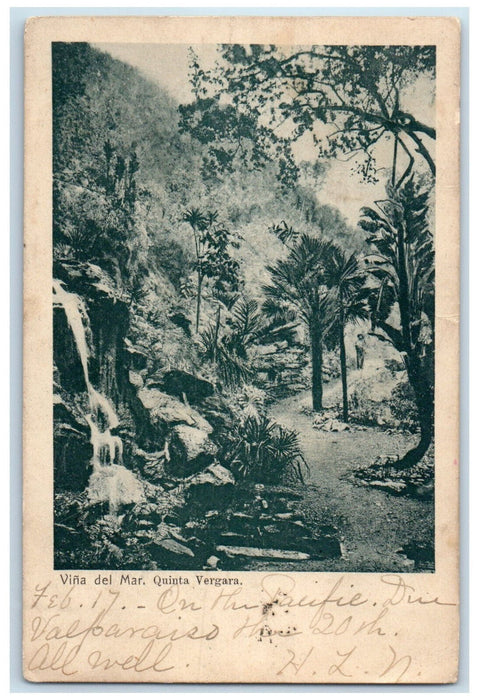 c1905 View of Vina Del Mar Quinta Vergara Park in Chile Posted Antique Postcard
