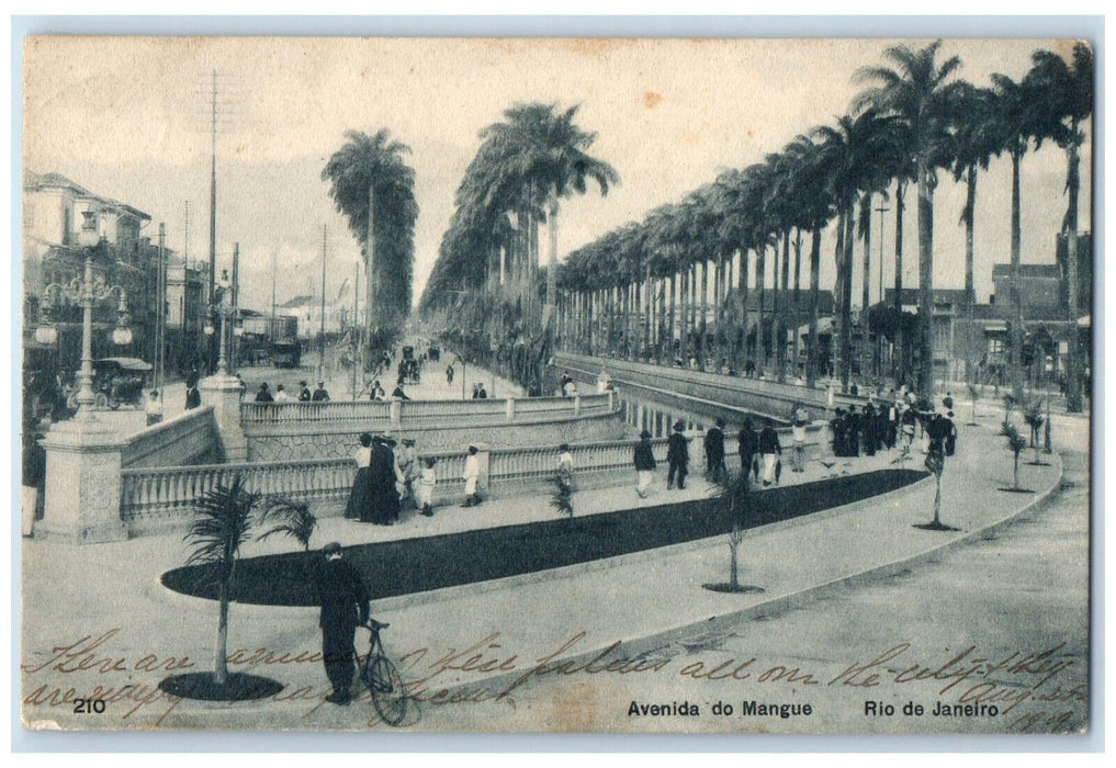 c1905 Trolley Car Road Scene Mangrove Avenue Rio de Janeiro Brazil Postcard