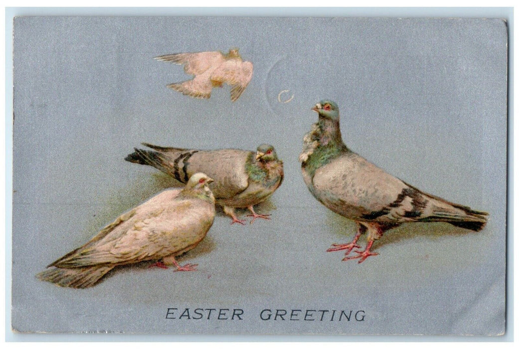 1907 Easter Greeting Dove Birds Brooklyn New York NY Nash Antique Postcard