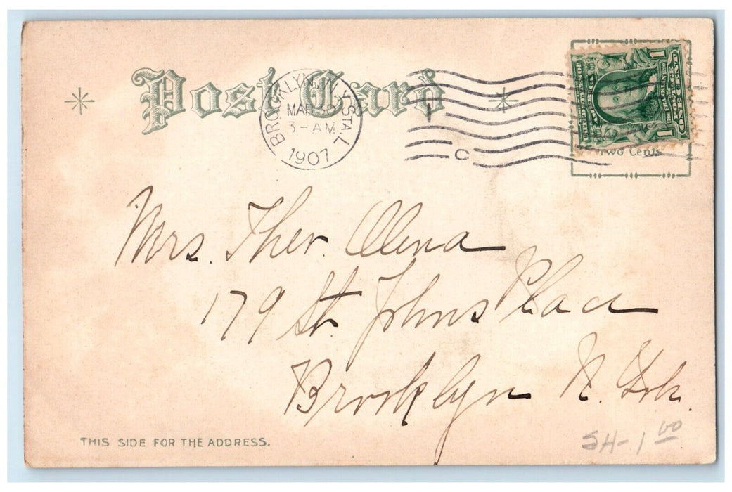 1907 Easter Greeting Dove Birds Brooklyn New York NY Nash Antique Postcard