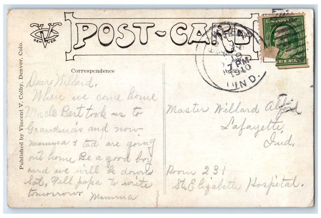 1910 City Pound Cute Dog I Don't Want To Be An Angel Fowler Indiana IN Postcard
