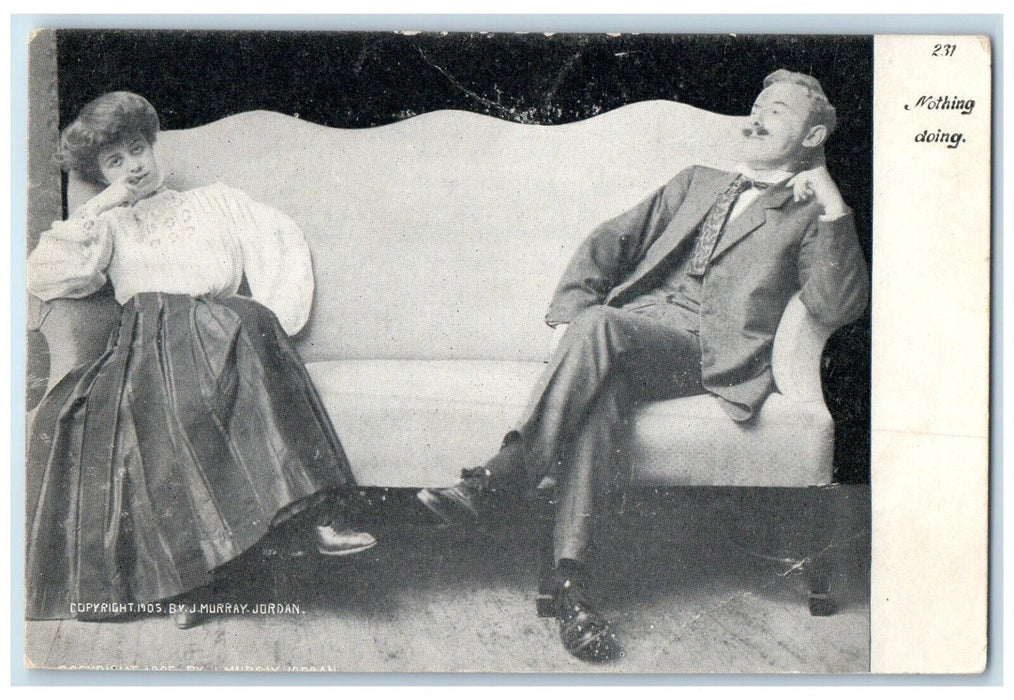 c1905 Bored Couple Romance Doing Nothing Sat On Soda Unposted Antique Postcard