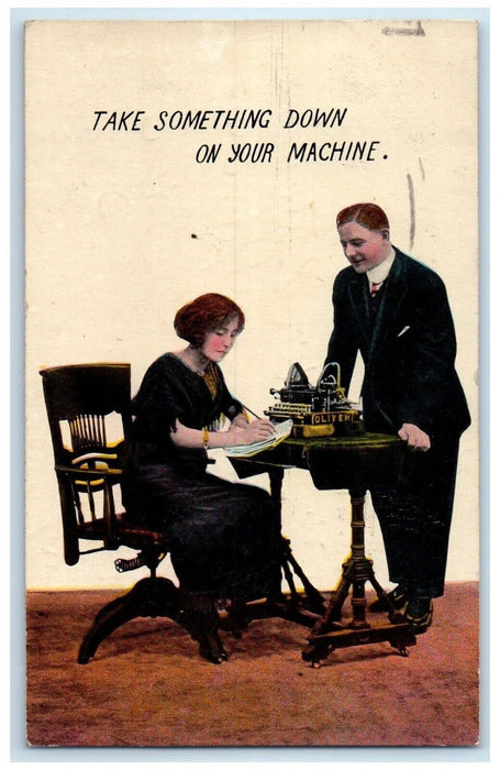 1912 Typewriter Office Lady Oliver Lancaster Pennsylvania PA Antique Postcard