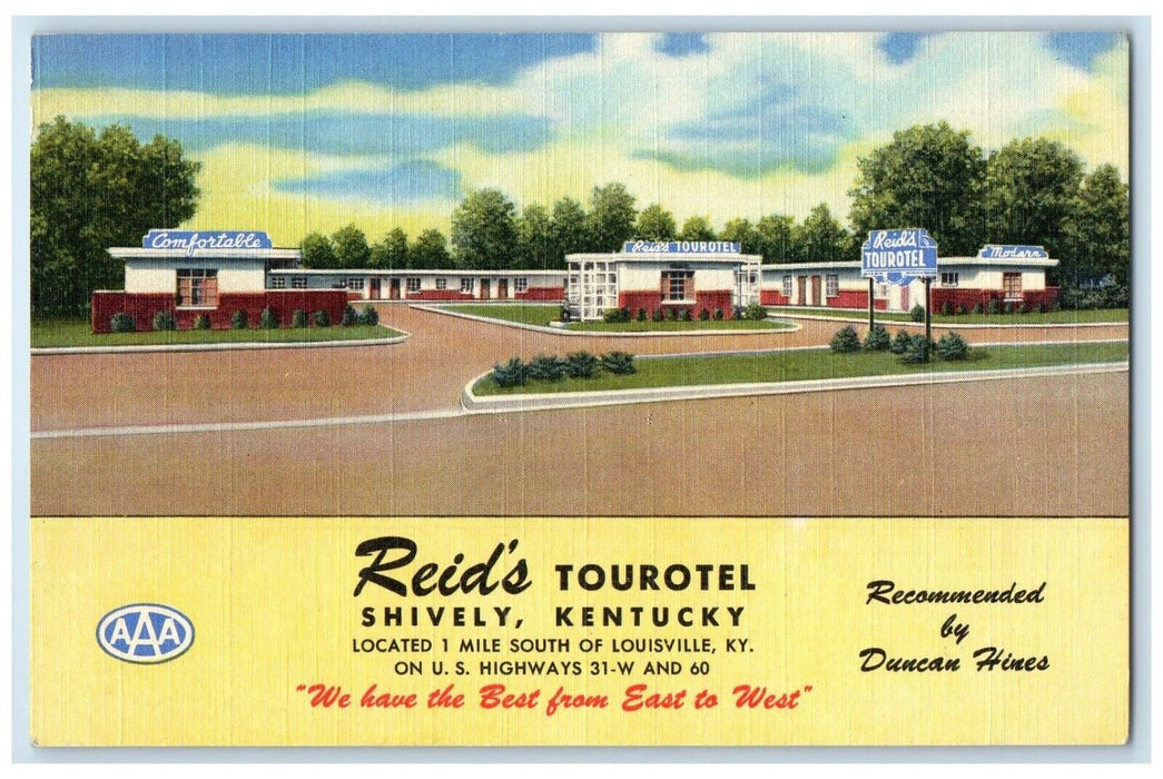 c1940 Reids Tourotel Louisville Exterior Building Shively Kentucky KY Postcard