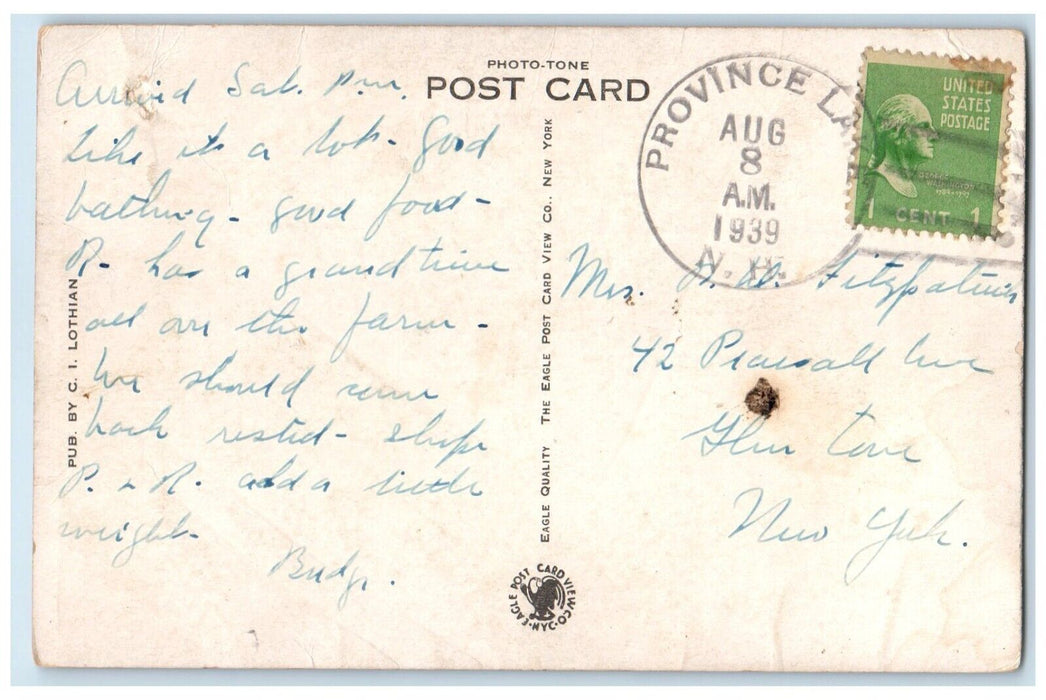 1939 Bailey Pt Province Lake New Hampshire NH Vintage Posted Photo Tone Postcard