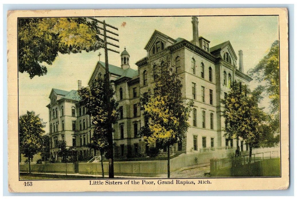 1909 Little Sisters Poor Exterior Building Fence Grand Rapids Michigan Postcard