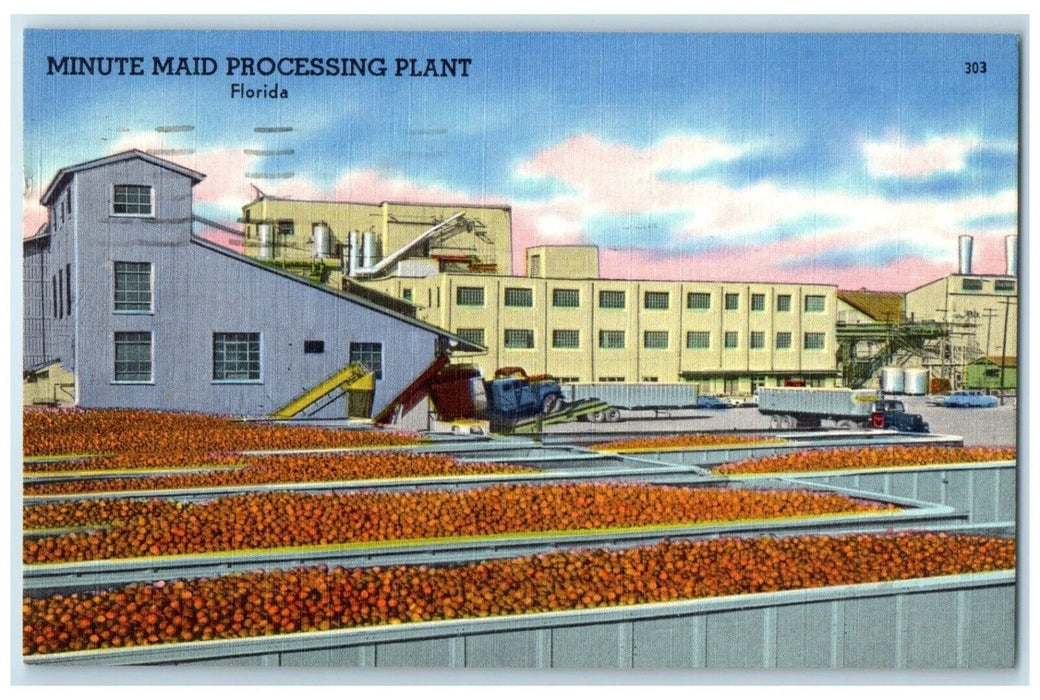 1963 Minute Maid Processing Plant Exterior Factory Fruit Venice Florida Postcard