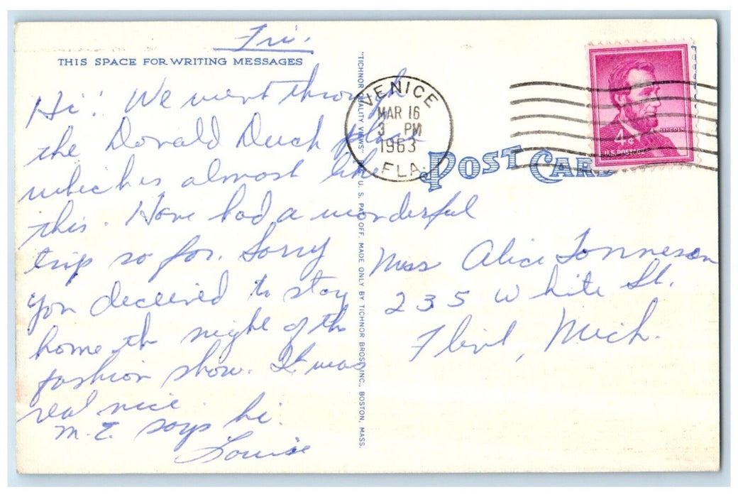 1963 Minute Maid Processing Plant Exterior Factory Fruit Venice Florida Postcard